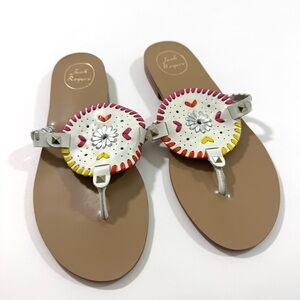 Jack Rogers Georgica Sandals Size 9.5 Leather White Multi